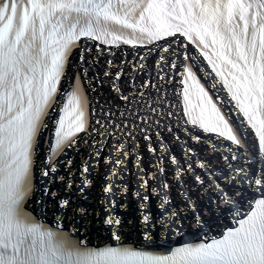 Floral Swiss Dot Skort Romper